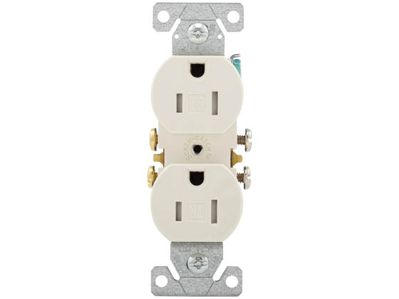 Eaton TR270LA Residential Grade Two Pole Duplex Receptacle, 15 Amp, Light Almond Finish