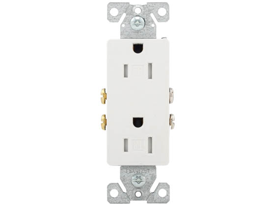 Eaton TR1107W Residential Grade Two Pole Duplex Receptacle, 15 Amp, White Finish