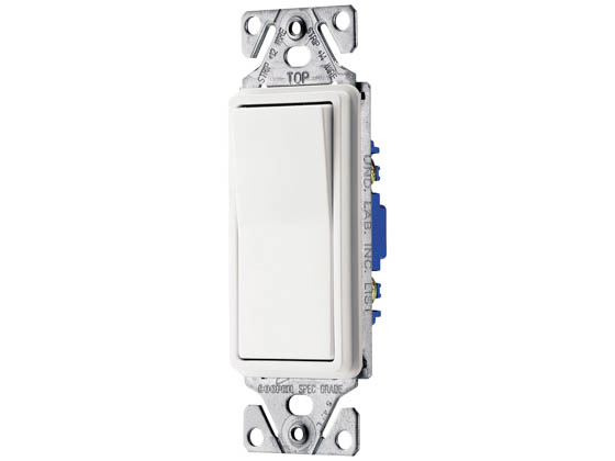 Eaton 7503W Standard Grade Three-Way Pole Decorator Switch, Single Phase, 15 Amp, White Finish