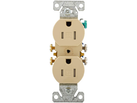 Eaton TR270V Residential Grade Two Pole Duplex Receptacle, 15 Amp, Ivory Finish