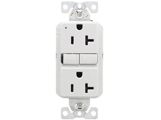 Eaton TRGF20W Self-Testing Ground Fault Circuit Interrupter(GFCI) Receptacle, 20 Amp, White Finish