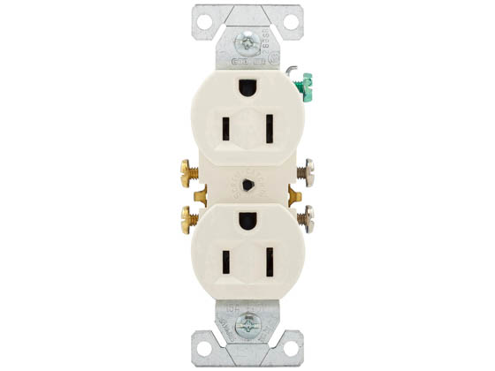 Eaton 270LA Residential Grade Two Pole Duplex Receptacle, 15 Amp, Light Almond Finish