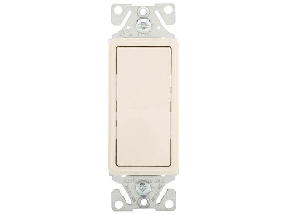 Eaton 7501LA Standard Grade Single-Pole Decorator Switch, 15 Amp, Light Almond Finish