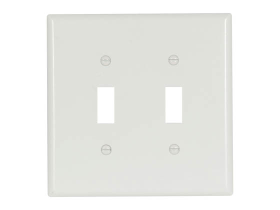 Eaton 2039W-BOX Mid-Size Toggle Cutout Wallplate, Two-Gang, White
