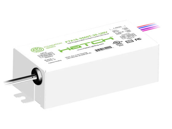 Hatch Transformers FTX15-0500T-30-UNV Hatch Foundation Series SIDE LEADS 15W, 120-277V, 500mA Max, Software Programmable, Tri-Dim LED driver