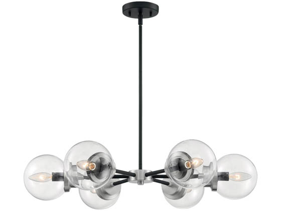 Satco Products, Inc. 60-7136 AXIS 6 LIGHT CHANDELIER Satco-Nuvo Axis 6 Light Chandelier, Matte Black Finish With Brushed Nickel Accents