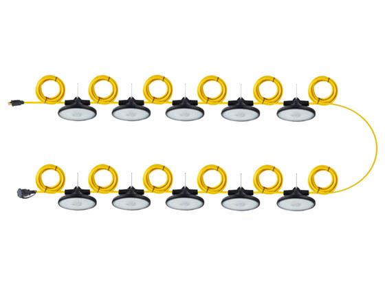 Light Efficient Design LED-9003-50K-10PK-182-G3 LED Temporary Work Site 100ft String Light 130W 10-Lamp 5000K Plug-In