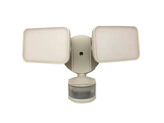 MaxLite 111634 MSL2HW Maxlite Dual Head LED Security 28W 5000K Fixture with Dusk to Dawn and Motion Sensor White