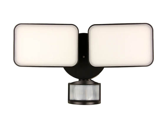 MaxLite 111292 MSL2HL Maxlite Dual Head LED Security 28W 5000K Fixture with Dusk to Dawn and Motion Sensor Black