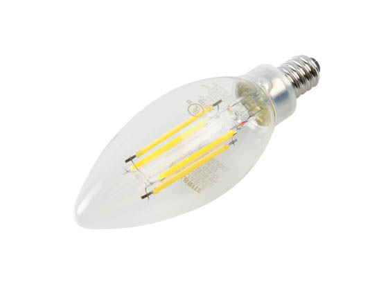Bulbrite 776964 LED5B11/50K/FIL/3 5W Dimmable B11 Clear LED Filament Bulb, 5000K, E12 Base