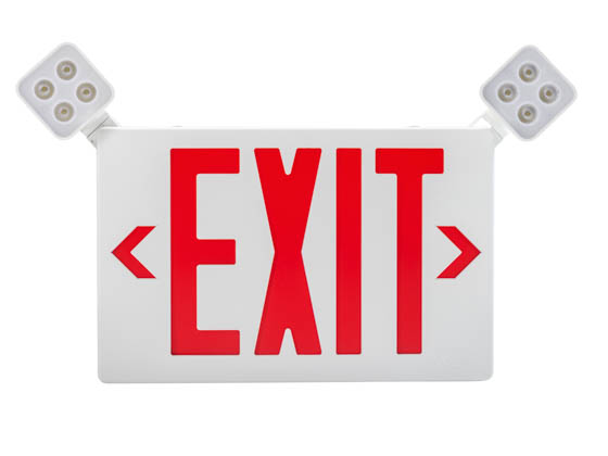 Keystone KT-EC-TP2-WH3RGW-SU LED Adjustable Dual Head Exit Sign Includes Red & Green Lettering, Single & Double Facing with Battery Backup