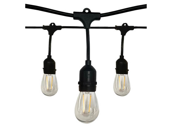 Satco Products, Inc. S8020 24FT/LED/STRING LIGHT/120V Satco 12 socket 24ft LED String Light with Clear 2700K S14 Bulbs Included