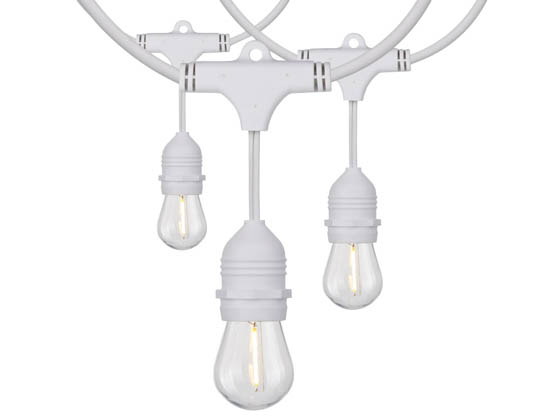 Satco Products, Inc. S8038 24FT/LED/SL/S14/822K/WH/120V Satco 12 socket 24ft LED String Light with Clear 2200K S14 Bulbs Included White Finish