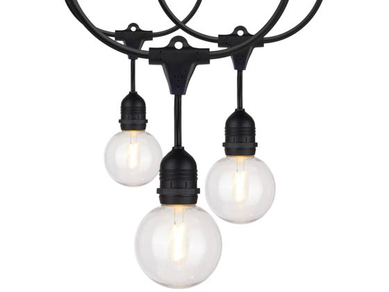 Satco Products, Inc. S8034 24FT/LED/SL/G25/822K/120V Satco 12 socket 24ft LED String Light with Clear 2200K G25 Bulbs Included