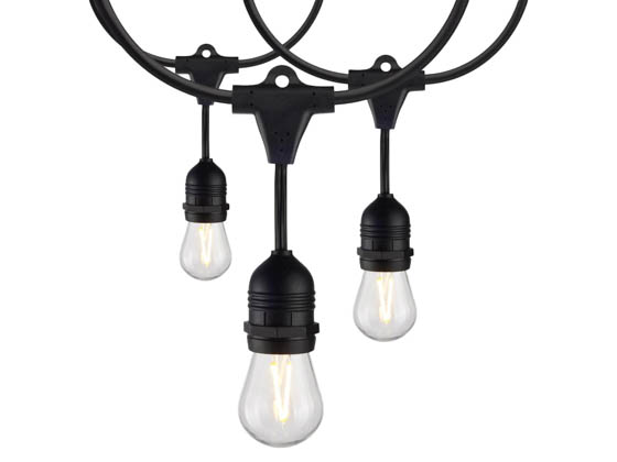 Satco Products, Inc. S8030 24FT/LED/SL/S14/822K/120V Satco 12 socket 24ft LED String Light with Clear 2200K S14 Bulbs Included