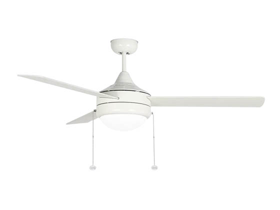 Westgate WFL-112-PC-3B-52-MCT-WH-WH 52" White 3-Blade Ceiling Fan with LED Integrated Color Selectable Light and Pull Chains