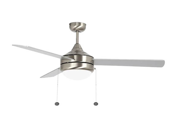 Westgate WFL-112-PC-3B-52-MCT-BN-RWS 52" Silver 3-Blade Ceiling Fan with LED Integrated Color Selectable Light, Pull Chains, & Reversible Silver or Rosewood Blades