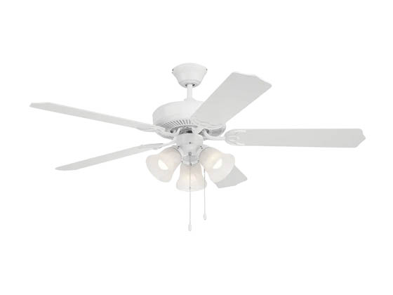 Westgate WFL-103-PC-5B-52-WH-WH 52" White 5-Blade Ceiling Fan with 3 LED 7W A15 Lamps and Pull Chains Included