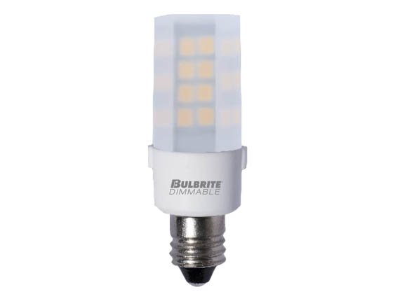 Bulbrite 770593 LED4E11/27K/120/F/D T6 LED Bulb, 4.5W Dimmable, E11 Base, Frosted, 2700K Warm White