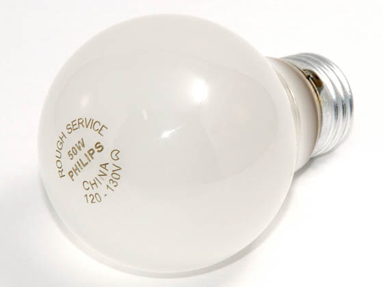 Philips Lighting 374033 50A/RS (120-130V) Philips 50 Watt, 120-130 Volt A19 Frosted Rough Service Bulb