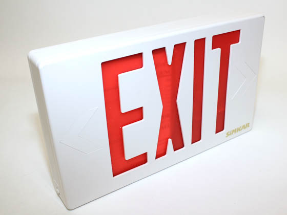 Simkar SK6600012 SLEDBRW LED Exit Sign, Red Lettering, Battery Backup