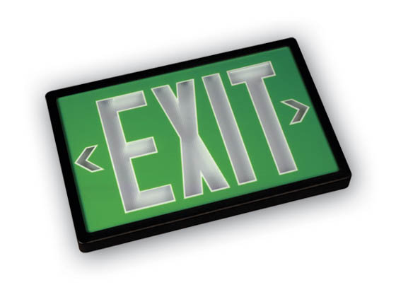 Simkar SK660007720 SSL201GB Black Plastic Self Luminous Exit Sign Green Face