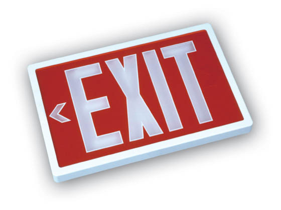 Simkar SK660004520 SSL201RB Black Plastic Self Luminous Exit Sign Red Face