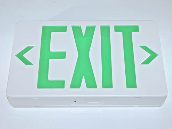 Simkar SK6600080 SWLEDBGW White Plastic Wet Location Exit Sign Green Lettering Battery Backup
