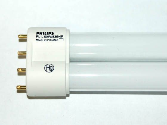 Philips Lighting 386987 PL-L 80W/835 Philips 80 Watt, 4-Pin Neutral White Long Single Twin Tube CFL Bulb