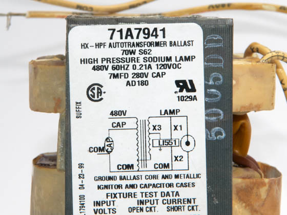 Advance Transformer 71A7941500D Philips Advance 70 Watt, 480 Volt High Pressure Sodium Ballast