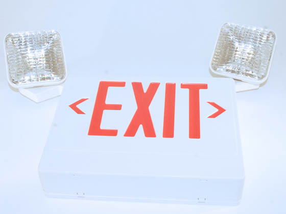TCP TEC20784 TCP 20784 120 to 277V Red LED Exit Sign with Incandescent Emergency Lights
