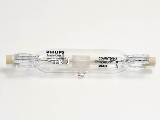 Philips Lighting 373704 CDM70/TD/942 (DISC w/o Sub) Philips 70 Watt T6 Cool White Metal Halide Double Ended Bulb