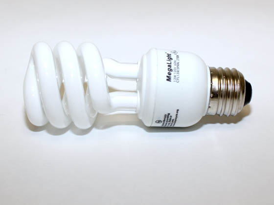 Megalight, Inc. S28013-2700 13W/2700K Spiral 60W Incandescent Equivalent, ENERGY STAR Qualified.  13 Watt, 120 Volt Warm White CFL Bulb