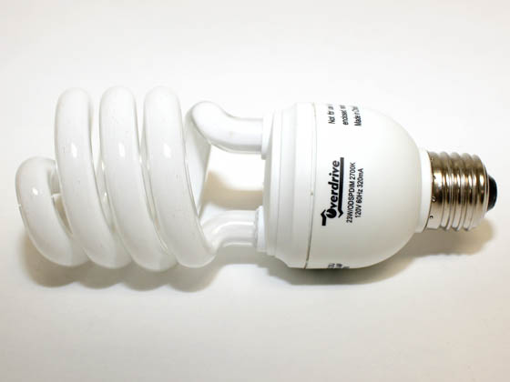 Overdrive 23W/ODSPDIM 100W Equivalent, 23 Watt, 120 Volt Dimmable Warm White Spiral CFL Bulb.