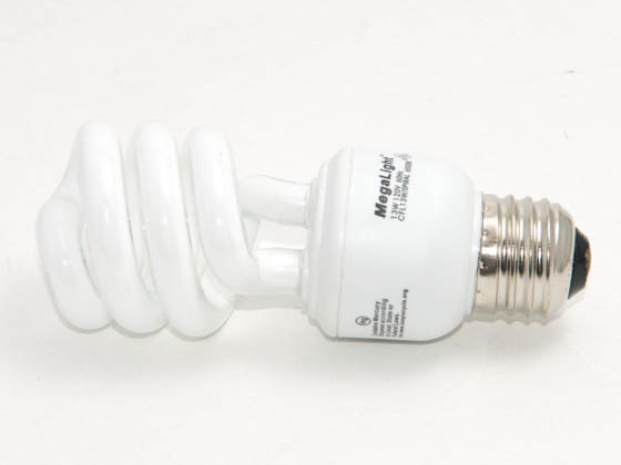 Megalight, Inc. S28013-6500 13W/6500K Spiral 60W Incandescent Equivalent.  13 Watt, 120 Volt Daylight White CFL Bulb