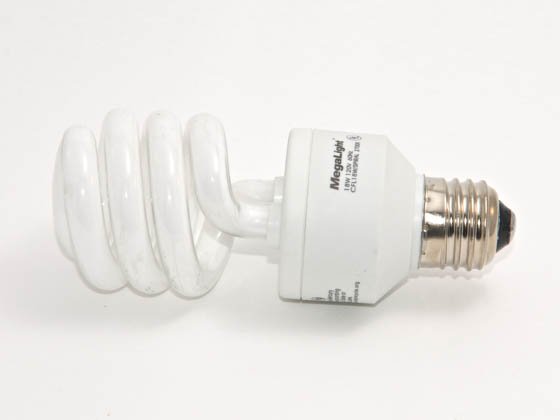 Megalight, Inc. S28018-2700 18W/2700K Spiral 75W Incandescent Equivalent, ENERGY STAR Qualified.  18 Watt, 120 Volt Warm White CFL Bulb
