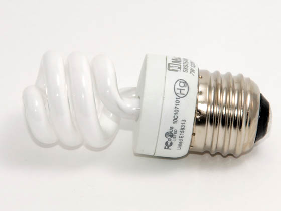 MaxLite M01009 SKS7EAWW 7W Warm White Spiral CFL Bulb, E26 Base