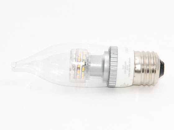 TCP LDF3WH30K 15-25W Incandescent Equivalent, 25000 Hour, 3 Watt, 120 Volt Soft White DIMMABLE LED Decorative Flame Tip Bulb.