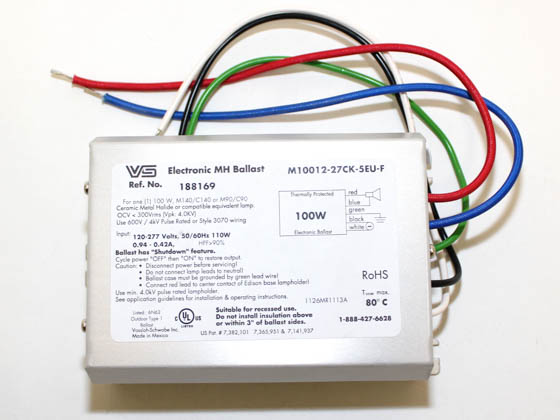 Universal Douglas 188169.02 M10012-27CK-5EU-F Universal Electronic Ballast 120V to 277V for 100W Metal Halide