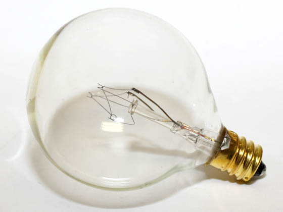 Bulbrite 391115 15G16CL2 15W 120V G16 Clear Globe Bulb, E12 Base