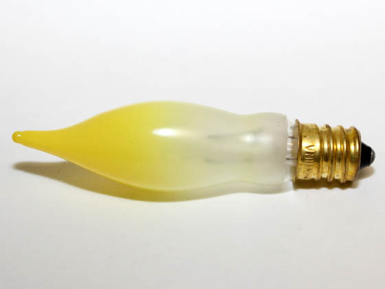 Bulbrite 404317 7.5CFFY/15/3 7.5 Watt, 130 Volt Yellow Bent Tip Decorative Bulb