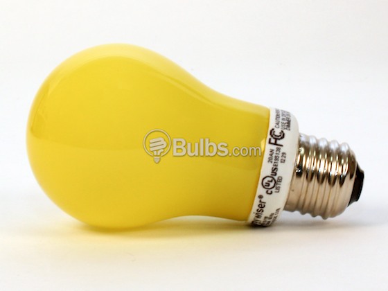 Bulbrite 512516 CF15A19/YB 60 Watt Incandescent Equivalent, 15 Watt, 120 Volt Yellow Bug Lite CFL Bulb