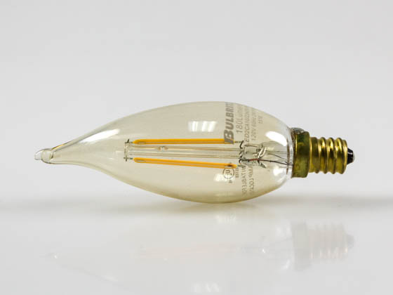 Bulbrite B776503 LED2CA10/22K/FIL-NOS Non Dimmable 2W 2200K Vintage CA10 Filament LED Bulb