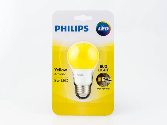 Philips Lighting 463190 BC8A19/LED/YELLOW/ND 120V Philips Non-Dimmable 8W Yellow A19 Bug Light LED Bulb