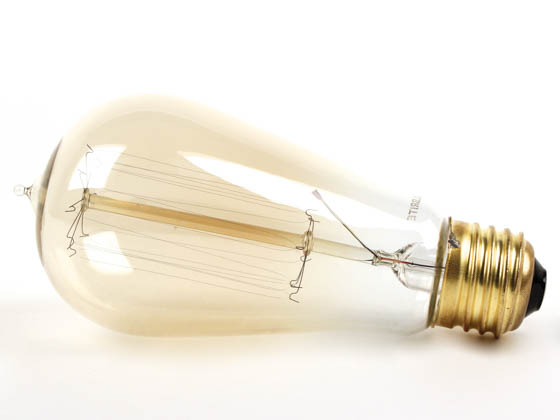 Fashion Lighting 607167 NOS60-1910/FL 60W 120V ST18 Thread Filament Nostalgic Decorative Bulb, E26 Base