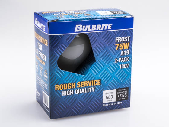 Bulbrite 107175 75A/RS-2PK 75W 130V A19 Rough Service Bulb, 2 Pack E26 Base