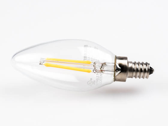 Bulbrite 776655 LED2B11/27K/FIL/E12/2 Dimmable 2.5W 2700K Decorative Filament LED Bulb, Enclosed Fixture Rated