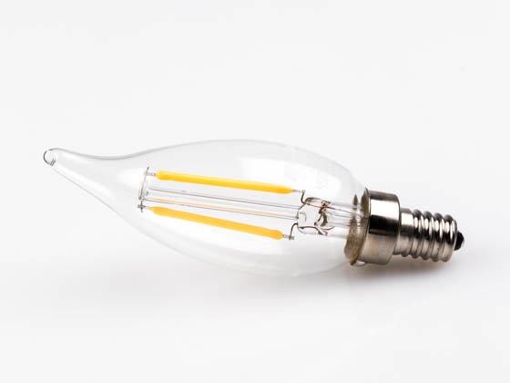 Bulbrite 776658 LED2CA10/27K/FIL/E12/2 Dimmable 2.5W 2700K Decorative Filament LED Bulb, Enclosed Fixture Rated