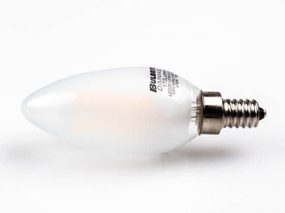 Bulbrite 776674 LED2B11/27K/FIL/E12/F/2 Dimmable 2.5W 2700K Decorative Frosted Filament LED Bulb, Enclosed Fixture Rated