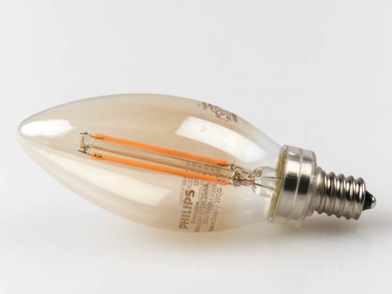 Philips Lighting 470757 2.5B11/LED/827/E12/CL-A/DIM 120V FB 1PK Philips Dimmable 2.5 Watt 2700K Decorative Filament LED Bulb
